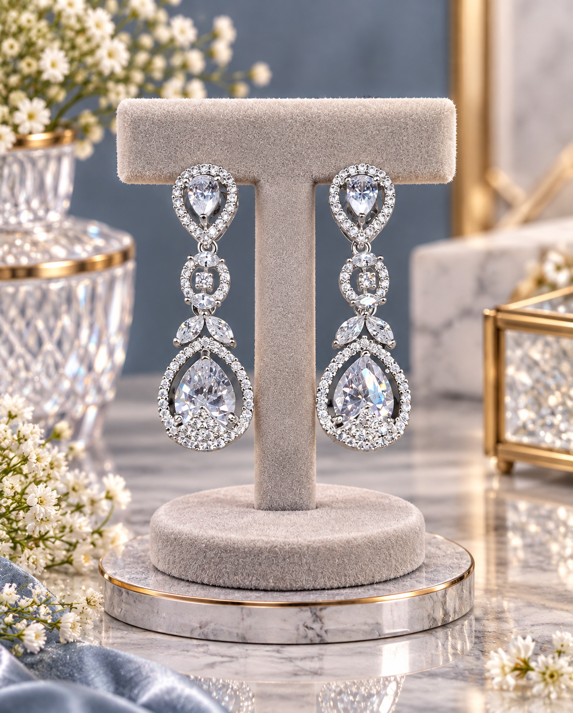 Elegant Tiered Teardrop Dangle Earrings | Formal Occasion Jewelry